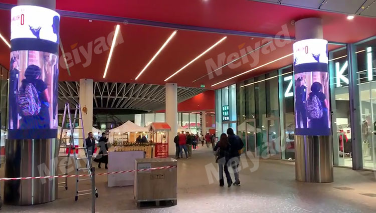bsports室内P5 LED圆柱屏应用于意大利某商场